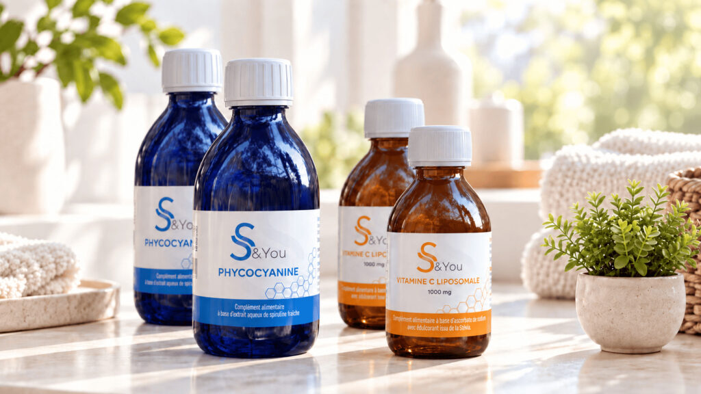 Pack Énergie S&You Wake Up avec 2 phycocyanine et 2 vitamines C liposomale, remise de 10 %.